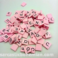 100 Wooden Scrabble Tiles Black Letters Numbers Crafts Wood Alphabets Kid's Wooden Learning Puzzle Toy Pink  B074QNDFFP